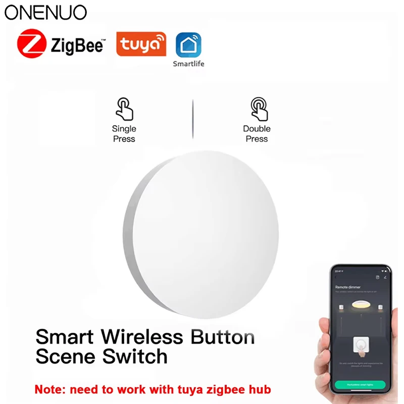 Interruptor de escena de botón Tuya ZigBee, interruptor inteligente de enlace, automatización alimentada por batería, funciona con dispositivos Smart Life Zigbee