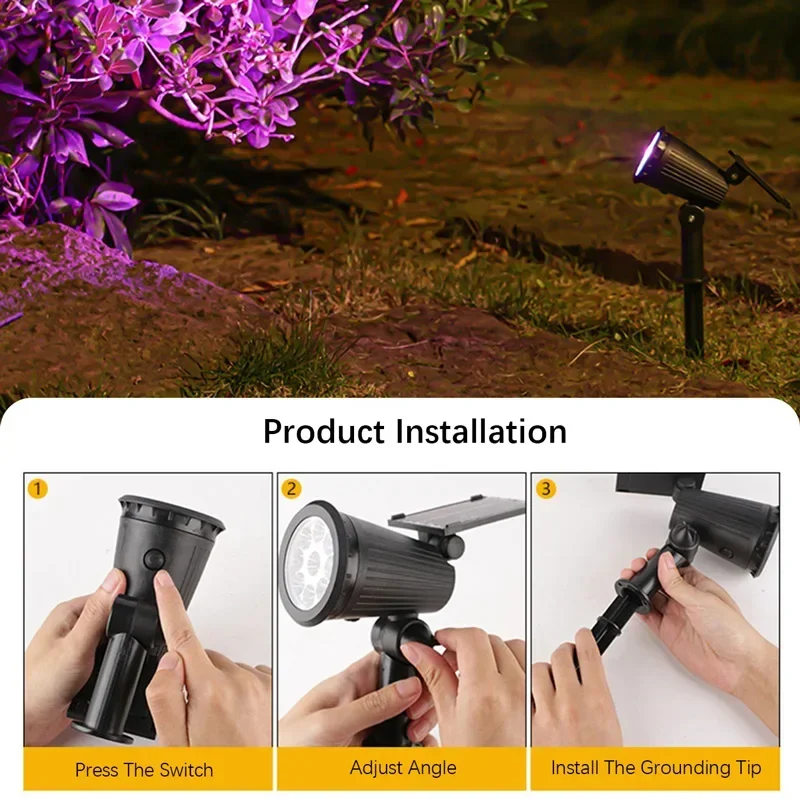 9 LED 태양 스포트라이트 야외 IP65 방수 밝기 조절 스포트 라이트 정원 뒷마당 진입로 파티오 장식 램프
