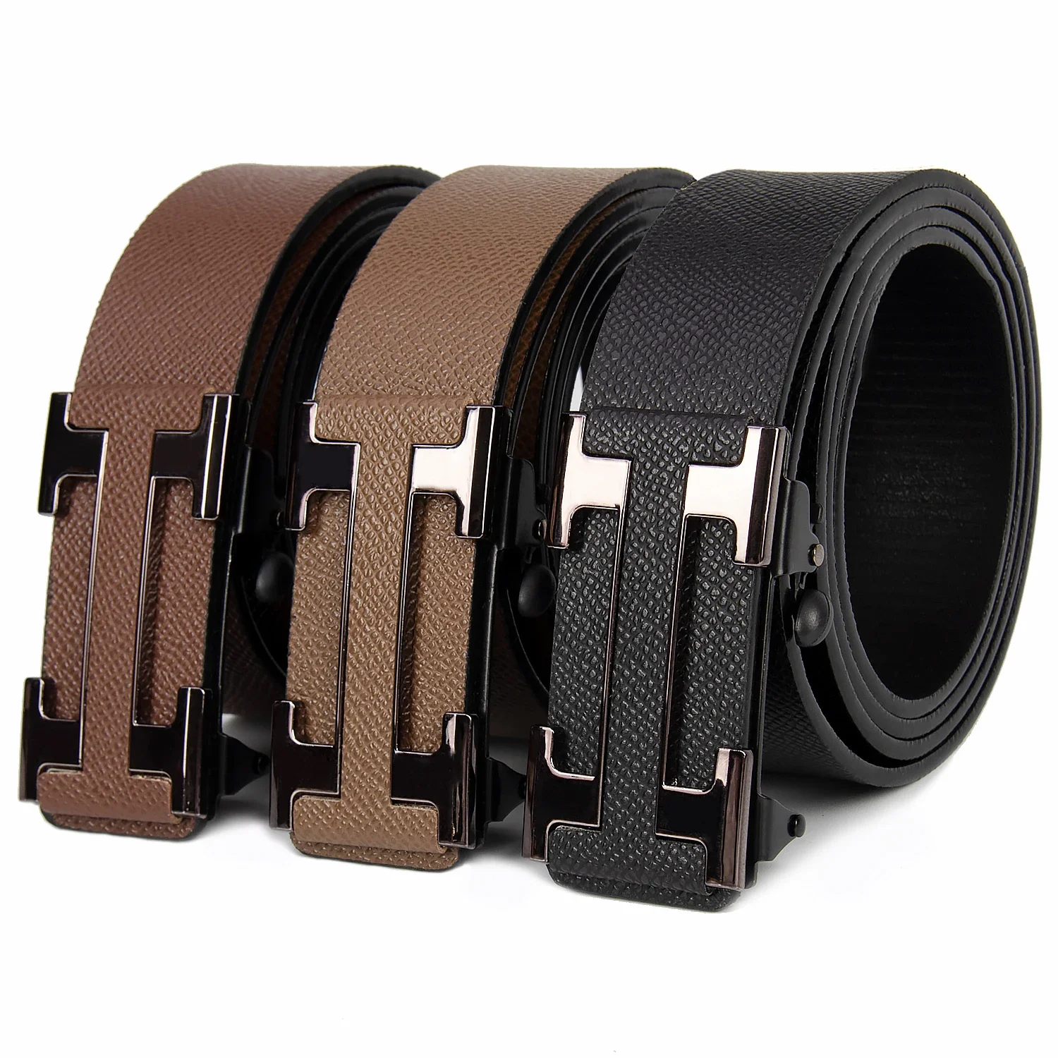 Cinturón de marca masculina de estilo famoso, cinturones de negocios para hombre, artículo de regalo duradero de color oscuro