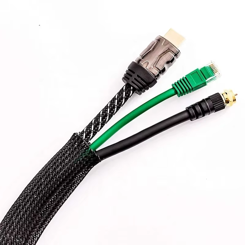 10M Black Insulated Braid Sleeving 4 - 30mm Tight PET Wire Cable Gland Protection Cable Sleeve Flame-Retardant Nylon Tube