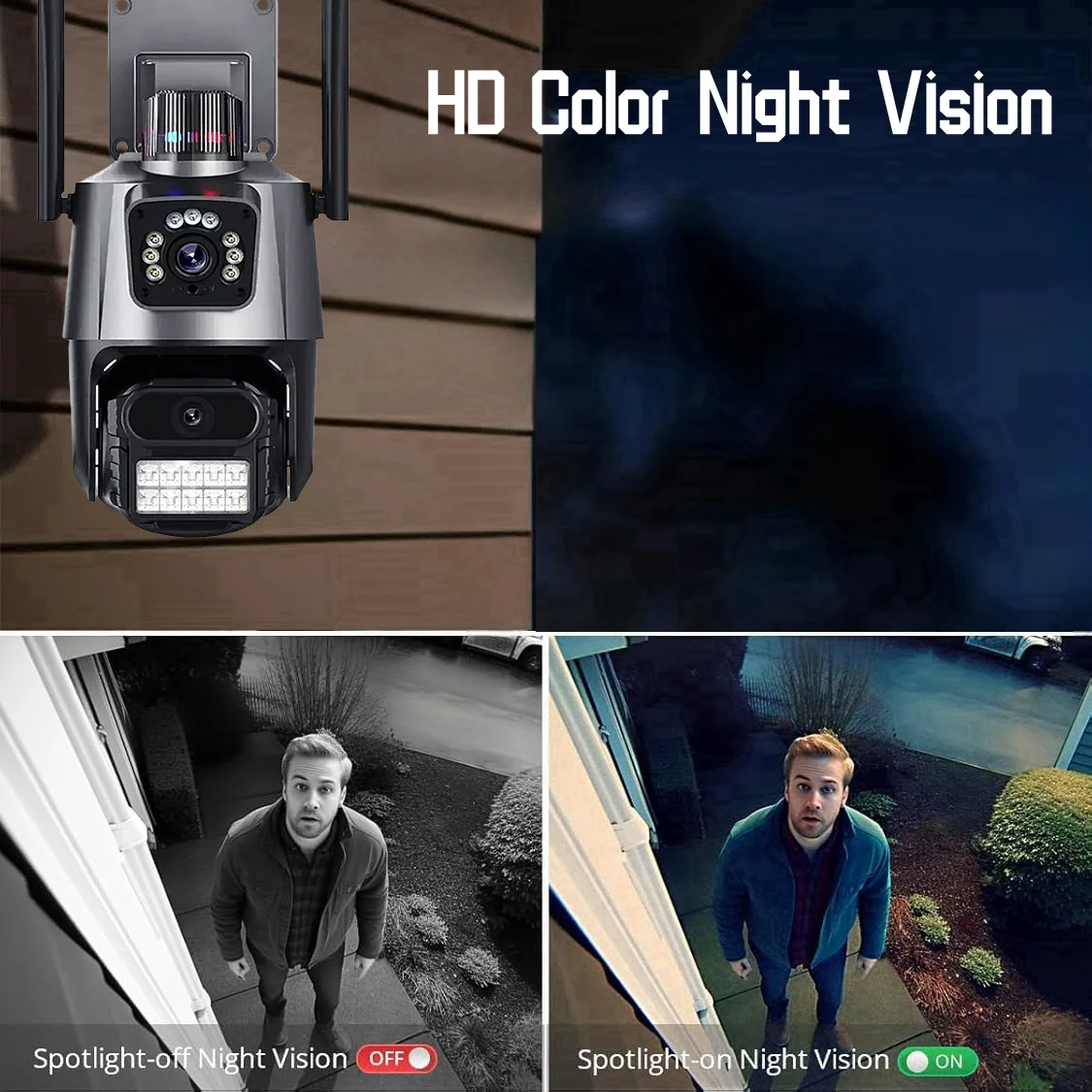 Telecamera WiFi PTZ da 8 MP con doppio schermo Visione notturna a colori Telecamera IP di sicurezza esterna CCTV Telecamera di sorveglianza intelligente App V380 Pro