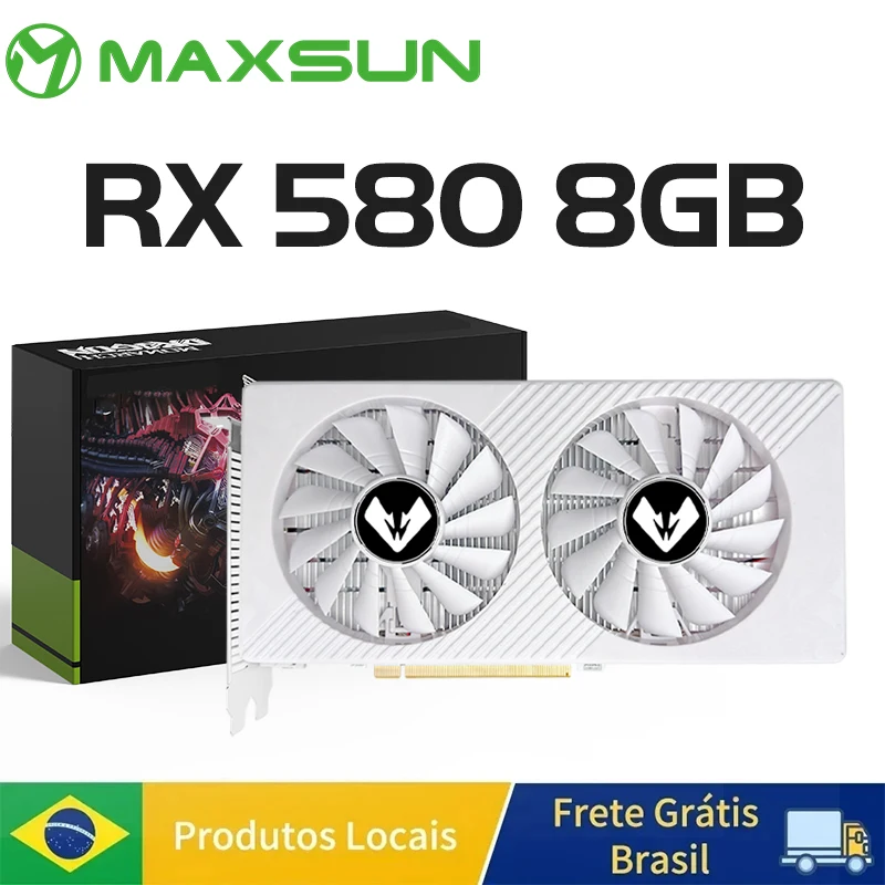 MAXSUN Cartões Gráficos Novo AMD Radeon RX580 2048SP 8G GDDR5 256bit Placa de Vídeo Para Desktop Gaming Componentes de Computador RX 580 GPU
