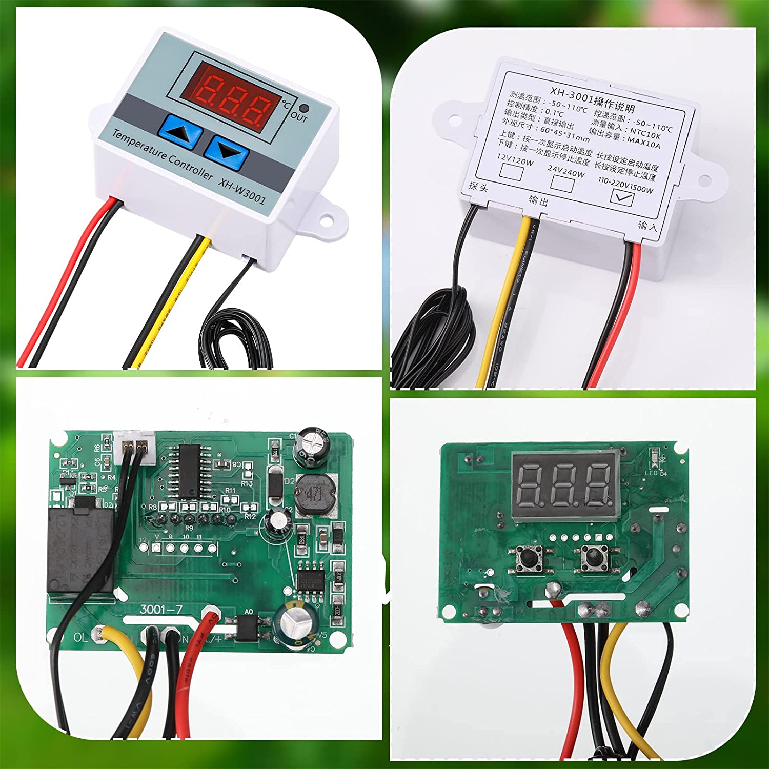 XH-W3001/W3002 цифровой дисплей светодиодный микрокомпьютер термометр горячая и холодная температура термостат переключатель управления 12 В 24 В 220 В