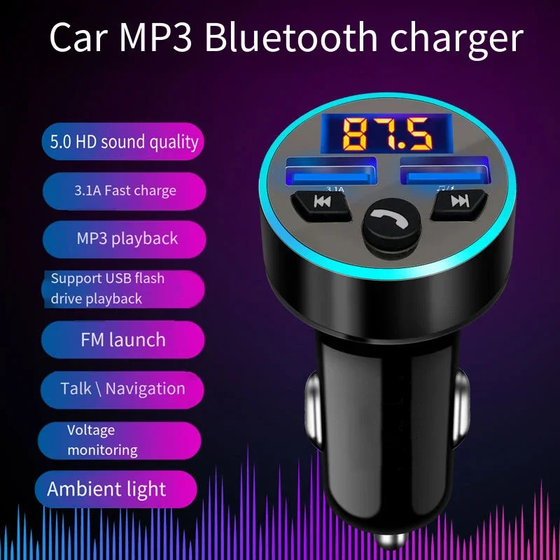 VIKEFON Car Bluetooth Receiver with Lossless Audio Quality MP3 Player, Car Adapter with Cigarette Lighter Socket and Charger