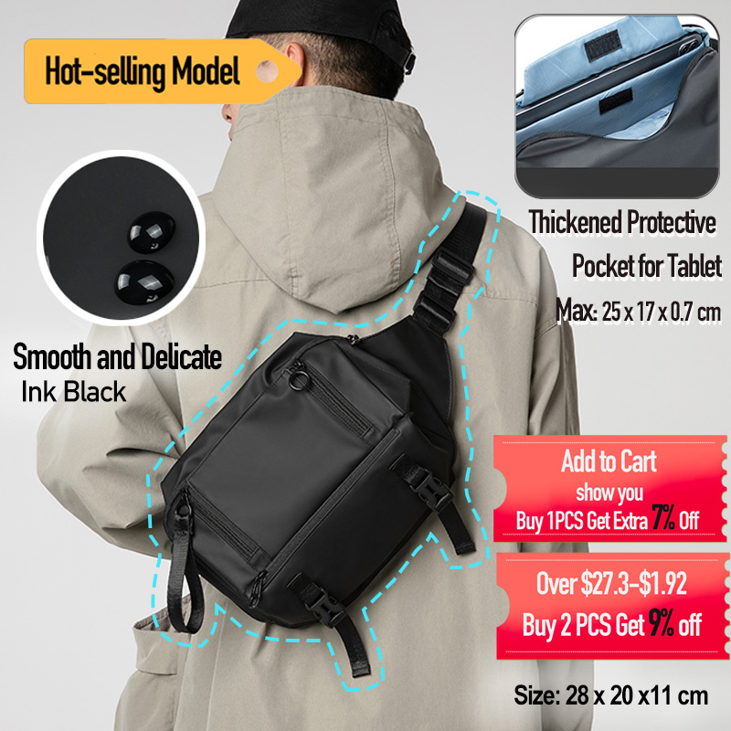 Мужская водонепроницаемая нагрудная сумка через плечо с карманом для планшета, прочный легкий рюкзак на ремне для путешествий на открытом воздухе
