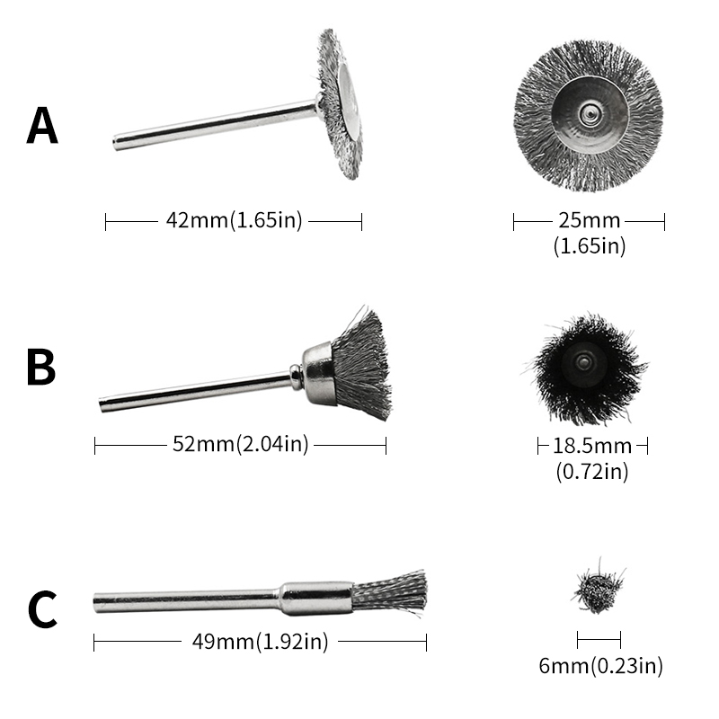 5 pezzi di filo ruota tazza spazzola set trapano lucidatura strumenti Dremel gambo da 3 mm per smerigliatrice elettrica utensile abrasivo elettrico rotante