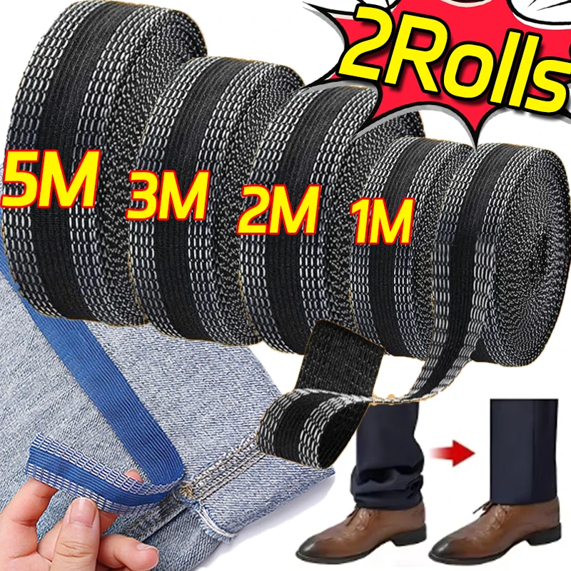 Auto-adesivo ferro-em calça pasta fita calças borda jeans roupas comprimento encurtar reparação bainha fitas diy acessórios de costura
