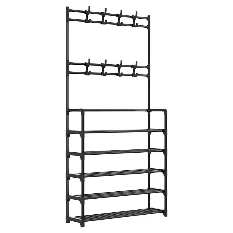 Cabides de chapéu para roupas, rack de sapatos multicamadas, sapatos de chão simples e prateleiras para chapéus, prateleira organizadora de sala de estar com suporte de carga