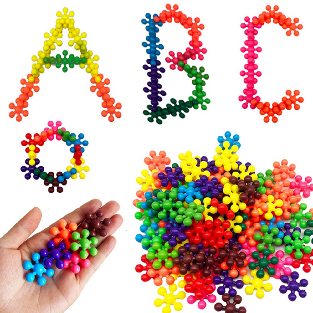 50/100 Uds copo de nieve bloque de construcción entrelazado juguete creativo alivio del estrés Fidget juguetes recuerdos de fiesta con caja de almacenamiento