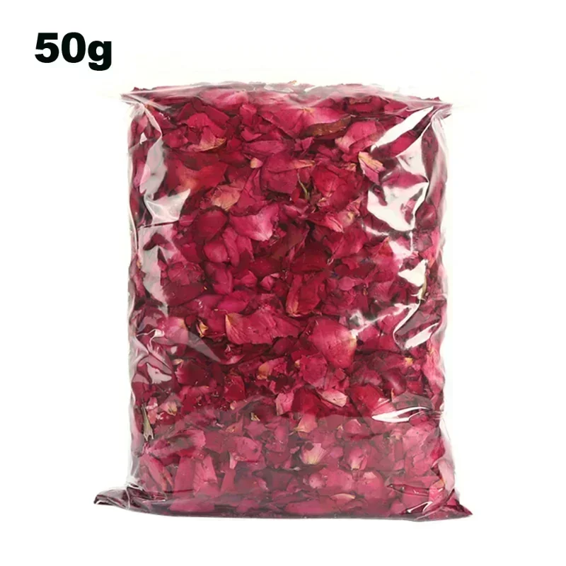 Pétalos de rosa secos naturales románticos, productos de baño para ducha, pétalos de flores secas, Spa, blanqueamiento, 50g