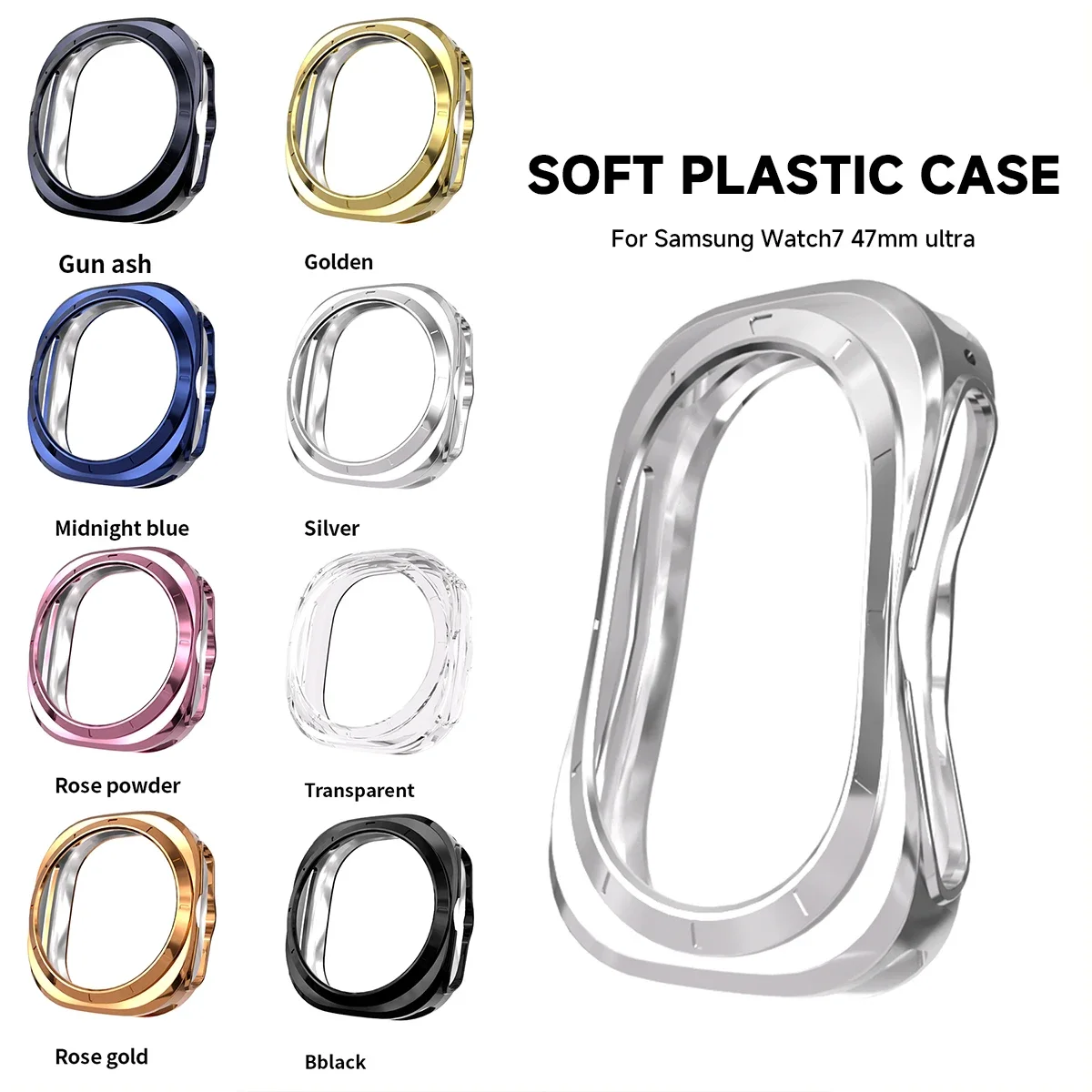 サムスンギャラクシーウォッチ7用のソフトTPU保護ケース,スマートウォッチ用の耐衝撃ケース,47mmのアクセサリ