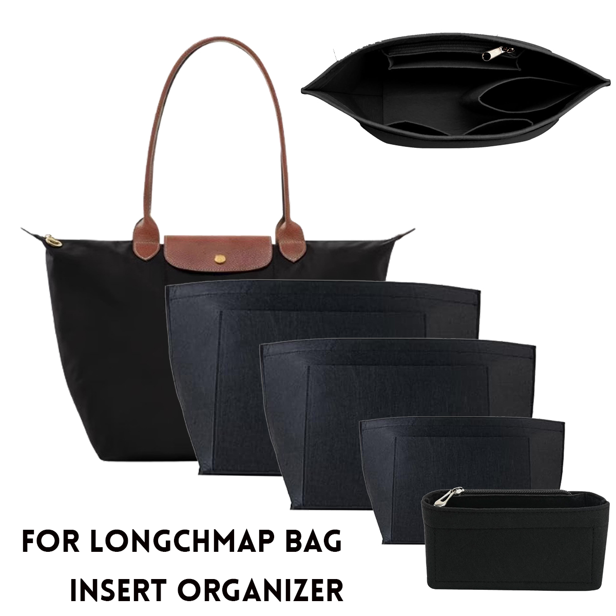 Вставка-органайзер для Longchamp, большая маленькая сумка-тоут мини-размера, фетровая сумка для хранения, вставка для кошелька, сумки-вкладыши, аксессуары
