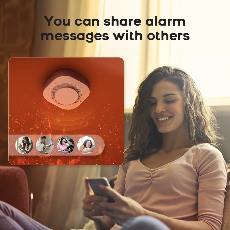 PGST WIFI Tuya Rilevatore di fumo intelligente Sicurezza domestica - Sensore di fumo avanzato e allarme antincendio con compatibilità SmartLife