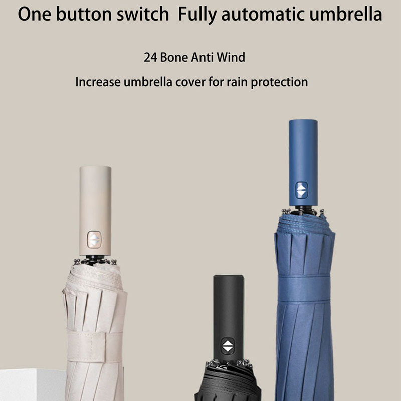 Guarda-chuva reforçado resistente ao vento masculino, forte e durável, protetor solar anti-UV, guarda-chuva de negócios, guarda-chuva ensolarado feminino, 24 ossos