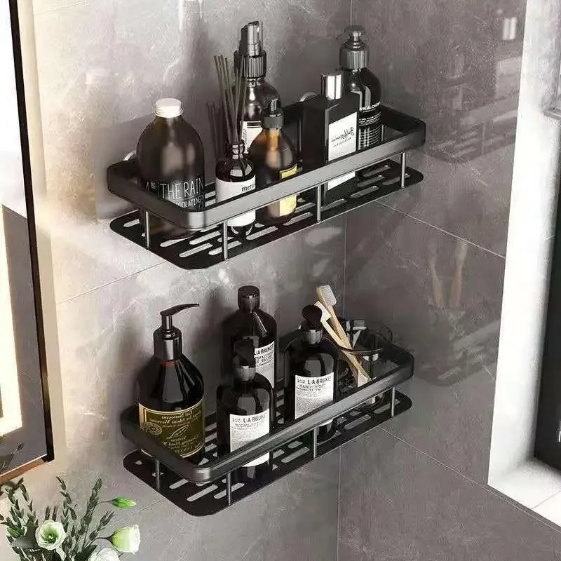 Parede Pendurado Rack Retangular, Duche Shampoo Tripé, Sem Broca, Prateleiras Do Banheiro, Chuveiro De Canto