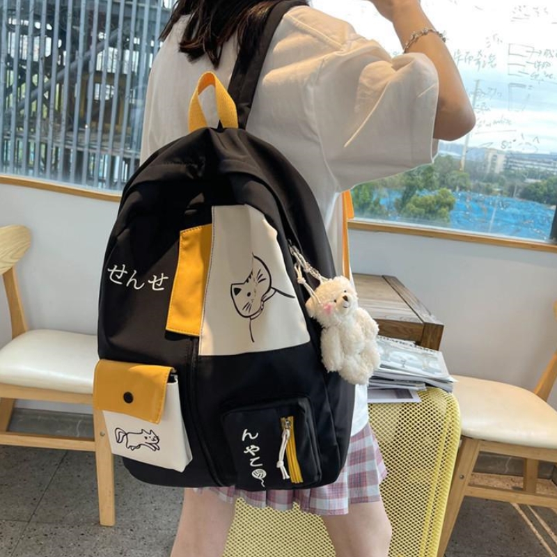 Ciencias de mochilas sencillas para estudiantes de secundaria, mochilas escolares de gran capacidad para estudiantes de primaria, bonito patrón de gato