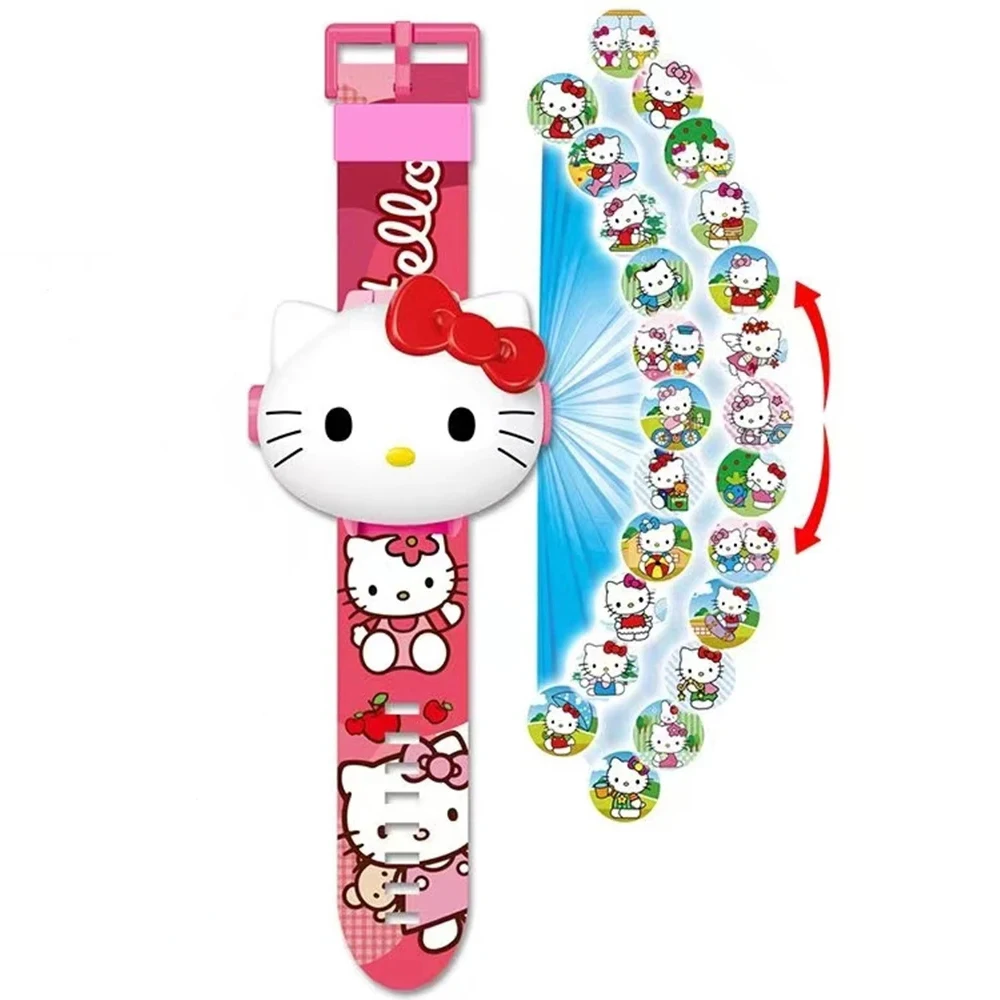 Sanrio Hello Kitty Speelgoed Set 3D Projectie Digitale Horloge Cinnamoroll Kuromi Melodie Anime Actiefiguren Model Speelgoed Kid Gift