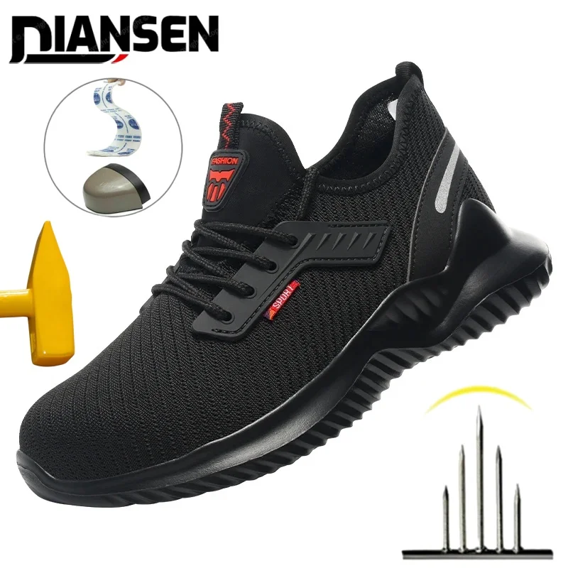 Scarpe antinfortunistiche leggere Scarpe da ginnastica con punta in acciaio da uomo Stivali antinfortunistici traspiranti a prova di foratura Uomo Calzature da lavoro di costruzione pericolose