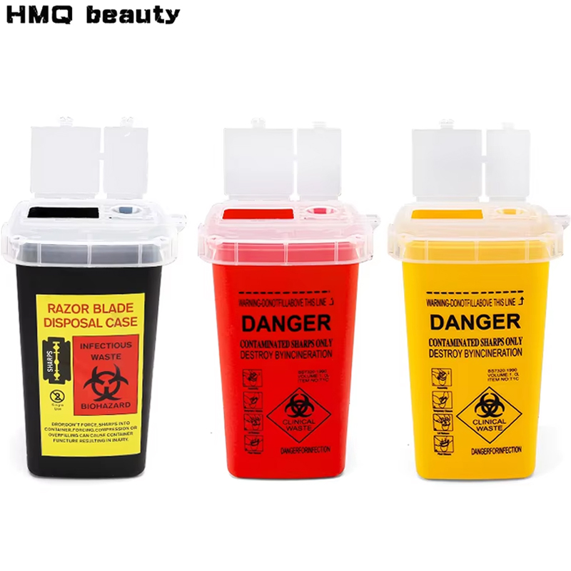 Scatola per rifiuti in plastica da 1 litro Contenitore per forniture mediche Scatola di raccolta usa e getta di grande capacità Scatola di immagazzinaggio per il riciclaggio delle lame degli aghi del tatuaggio