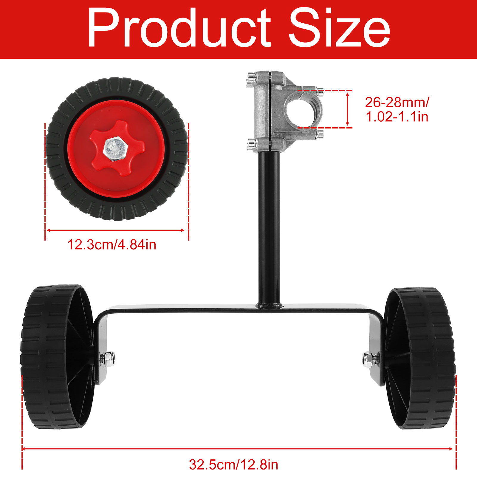 Universal Lawn Mower Support Wheel Adjustable Grass Gasoline Trimmer Attachment Garden Portable Side Hanging Electric Maintenanc