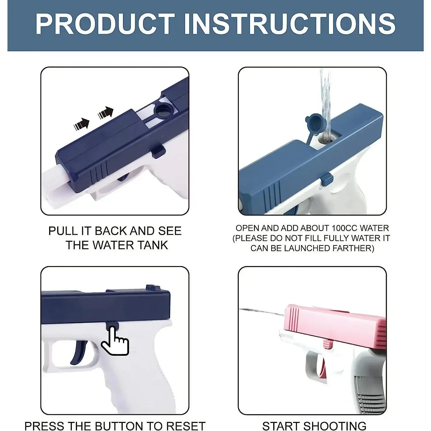 เด็กน้ําปืนของเล่นปืนปืนของเล่น Squirt ปืน Blaster สําหรับเกมยิงของเล่นกลางแจ้ง Water Blaster ปืนพกสําหรับชาย Grils