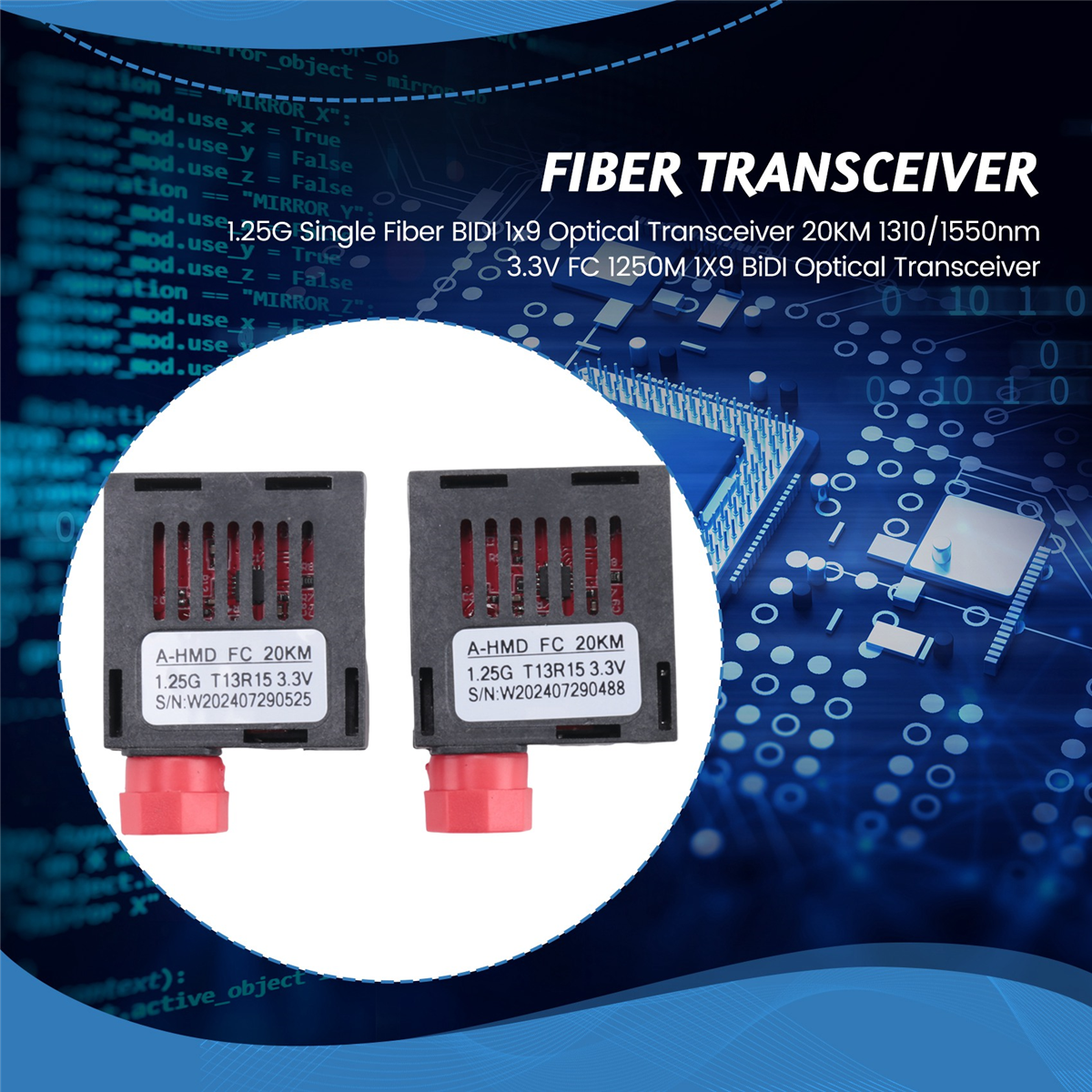 BABQ 1.25G Transceiver optyczny BIDI 1x9 z pojedynczym włóknem 20KM 1310/1550nm 3.3V FC 1250M 1X9 Transceiver optyczny BiDI
