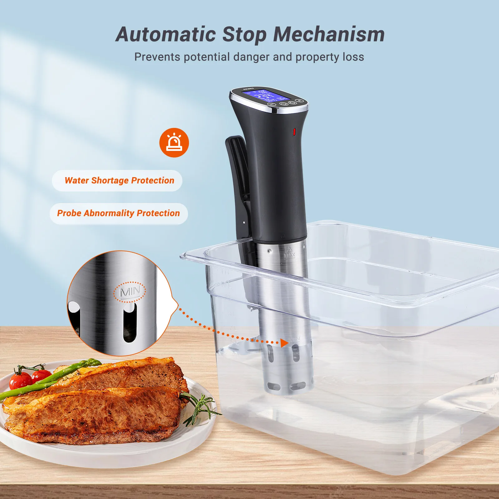 INKBIRD ISV-300W WiFi Sous Vide Machine 220V EU Plug IPX7 Waterproof Sous Vide Cooker APP Remote Control with Recipes Alarms