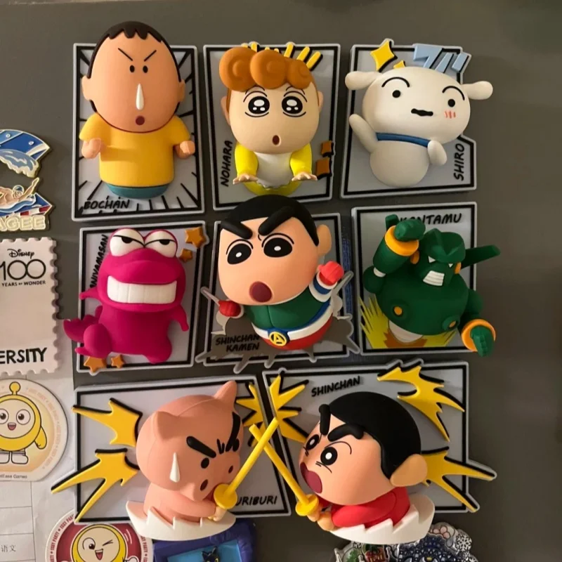 Genuine Crayon Shin Chan Manga Series Blind Box Refrigerator Sticker 3d Magnetic Attraction Anime Decor Cute Decor Toy Gift