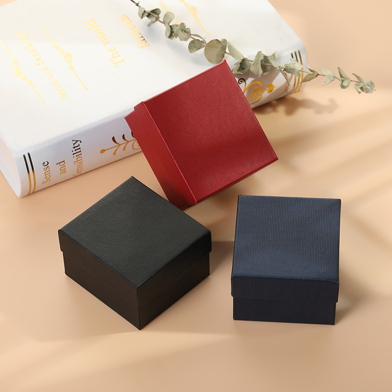 12PCS บรรจุภัณฑ์และจอแสดงผลนาฬิกากล่องของขวัญสีดํากล่องกระดาษตกแต่งสร้อยข้อมือกล่องกระดาษเครื่องประดับอุปกรณ์เสริม