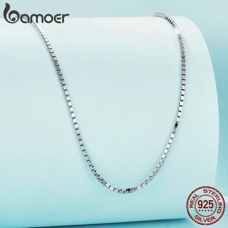 BAMOER Classic Basic Chain 100% 925 เงินสเตอร์ลิงกุ้งก้ามกรามClaspปรับสร้อยคอแฟชั่นเครื่องประดับสําหรับผู้หญิง