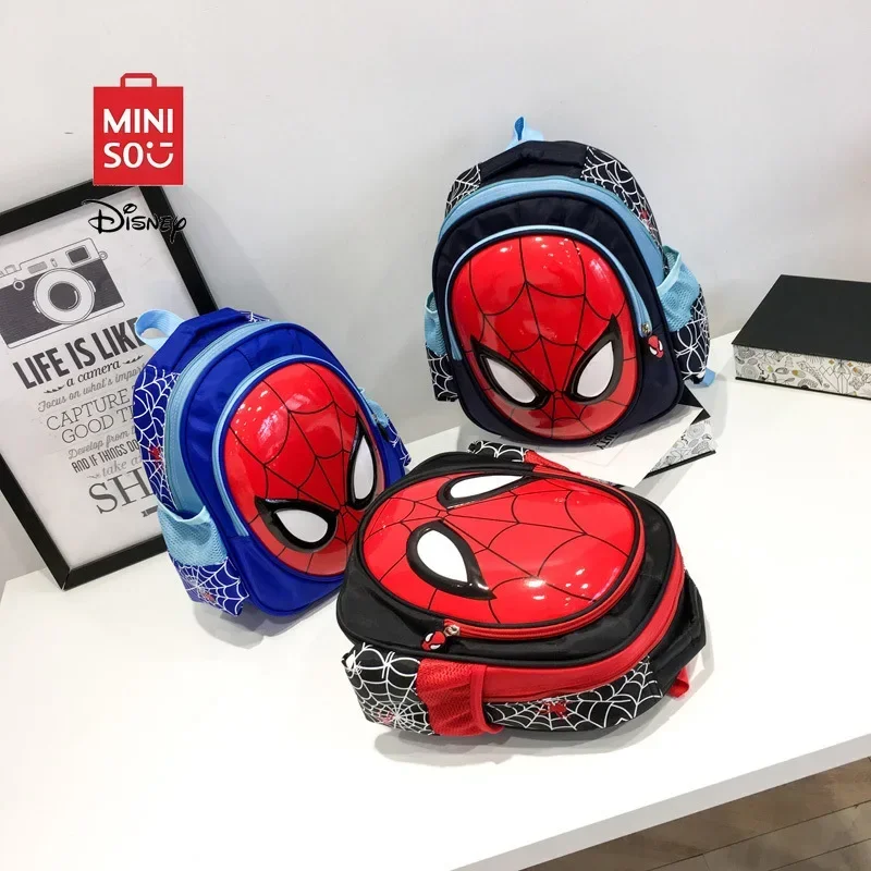 Mochila escolar MINISO Disney Super Heroes impermeable para niños, mochila con estampado personalizado de dibujos animados para guardería, Spider Man