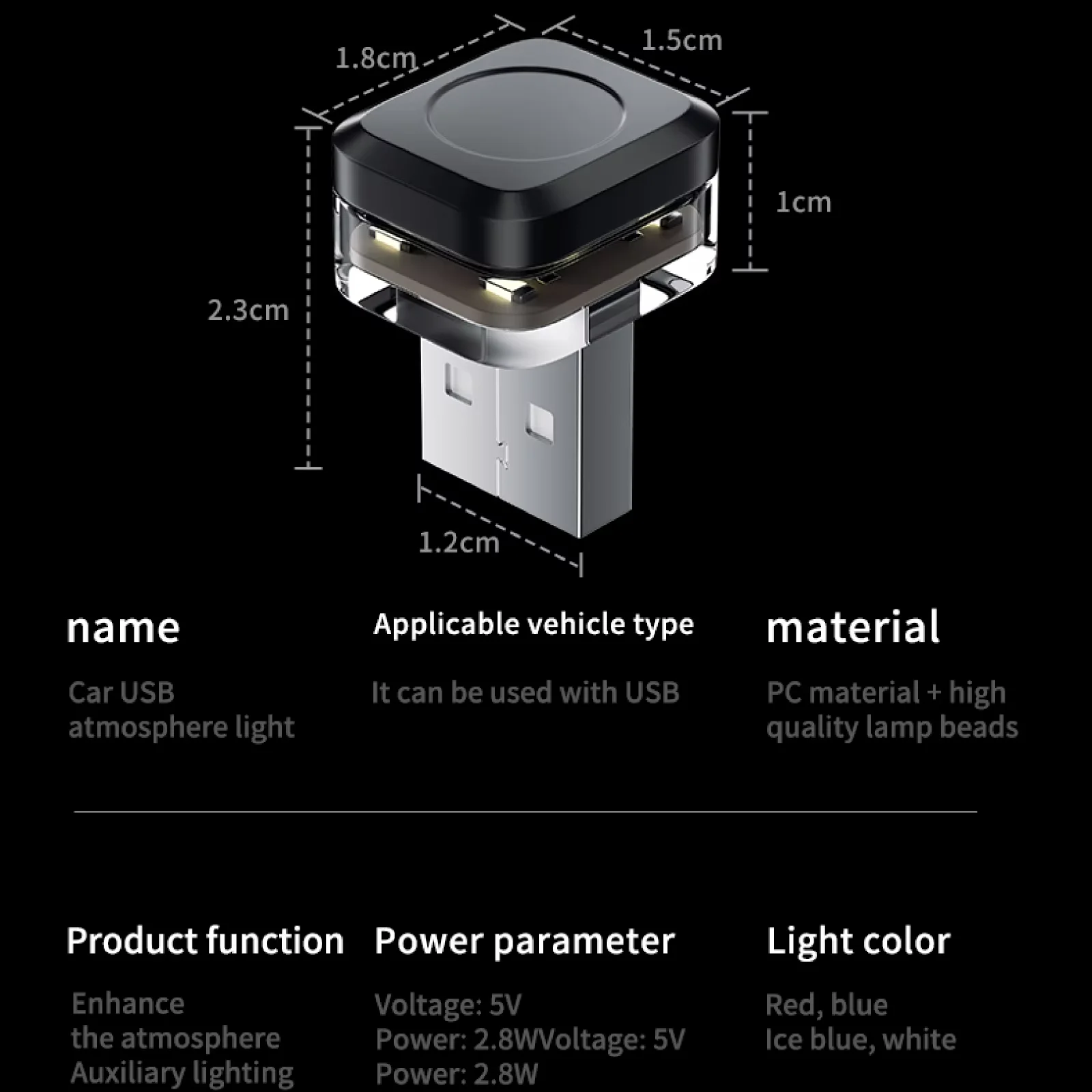 1x voiture USB lumière LED lampe d'ambiance Plug Play universel LED intérieur atmosphère lumière Auto lampe de lecture décorations bande décorative