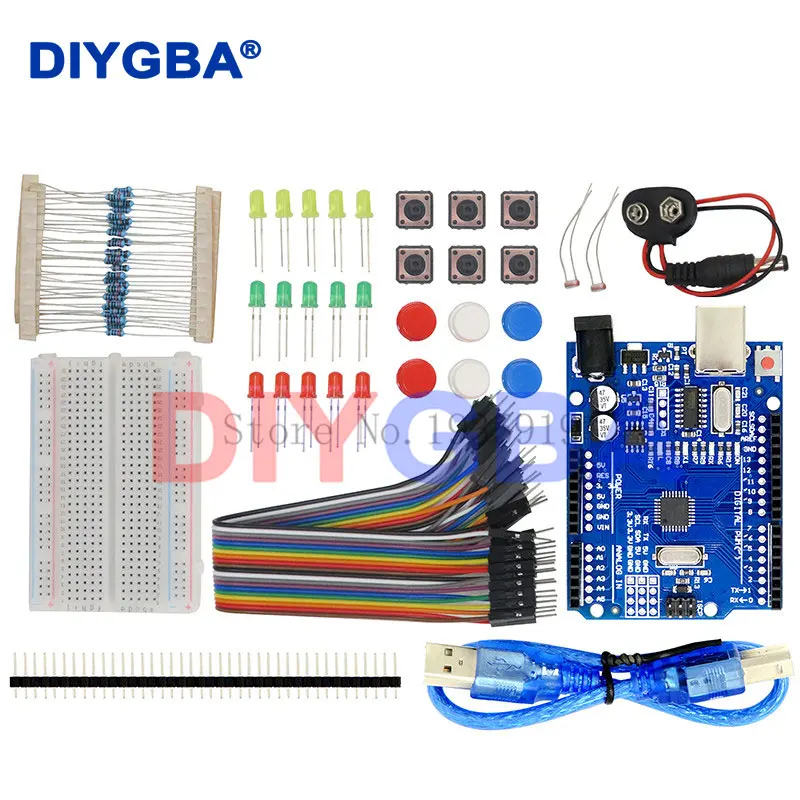 Kit de inicio 13 en 1, nuevo Kit de inicio, mini placa de pruebas, botón de cable de puente LED para arduino, Compatible con UNO R3