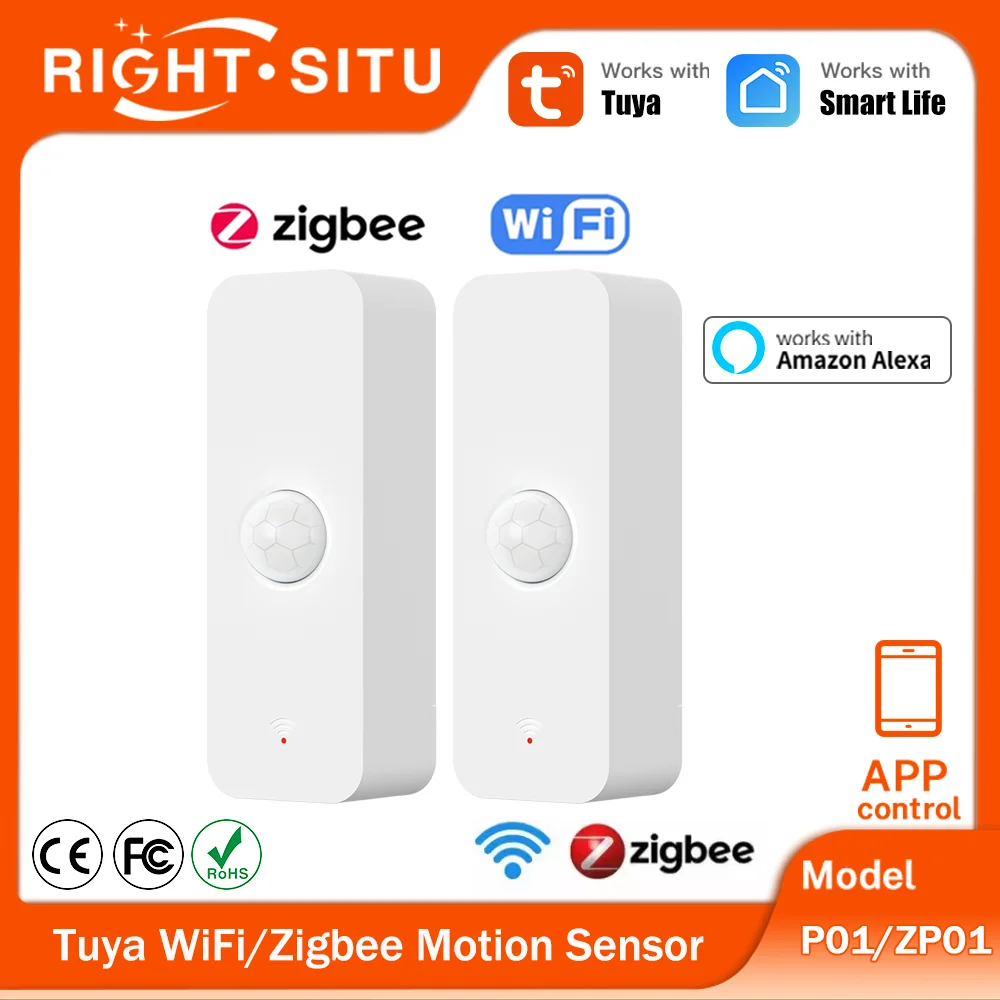 Sensor de movimiento PIR Tuya WiFi o Zigbee, Detector infrarrojo de cuerpo humano para hogar inteligente, seguridad, vida inteligente, funciona con Alexa y Google Home