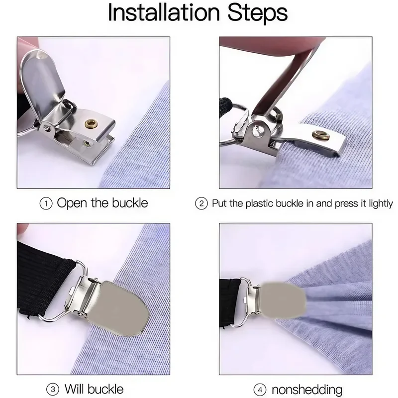 4PCS Double CLAMP อเนกประสงค์แผ่น Gripper ปรับลื่นสําหรับผ้าปูที่นอนและผ้าคลุมโซฟา