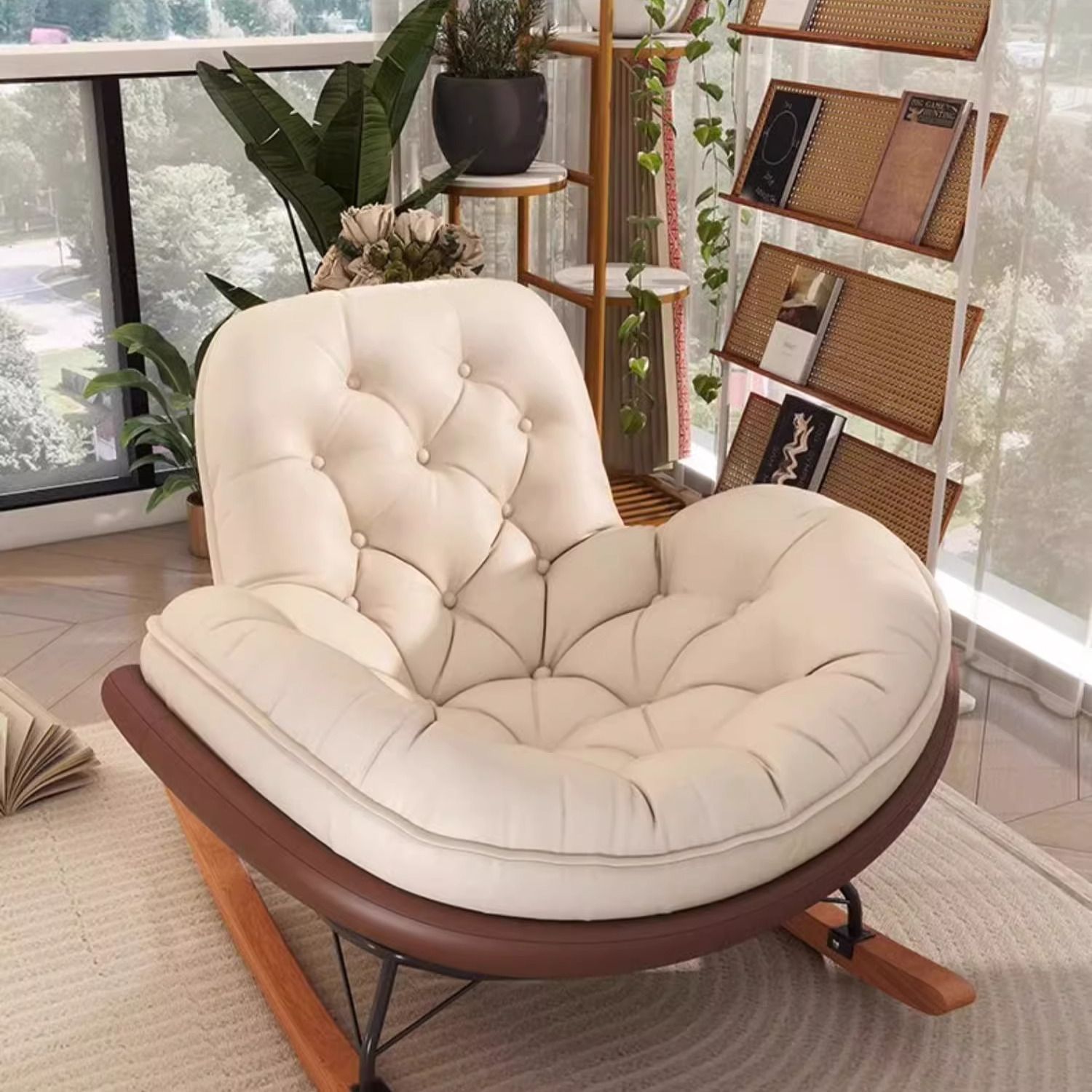 Modern, Penguin, Rocking Chair, Deck Chair, Balcony, Home, Leisure Chair Living Room, Light Luxury, Honeycomb, Pull Button, Lazy