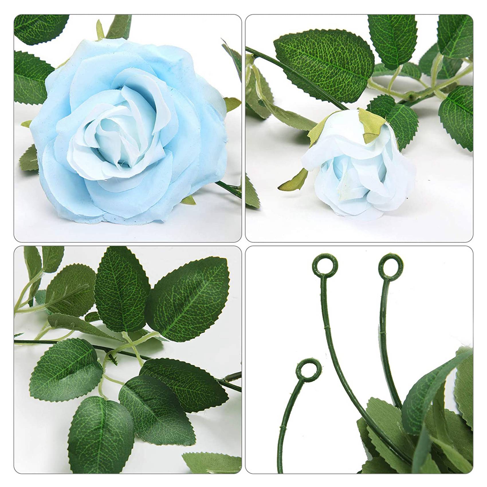 BABQ 3 guirnaldas de vid de rosas artificiales en total de 32,5 pies, cestas colgantes de flores de seda, plantas para interiores y exteriores (azul)