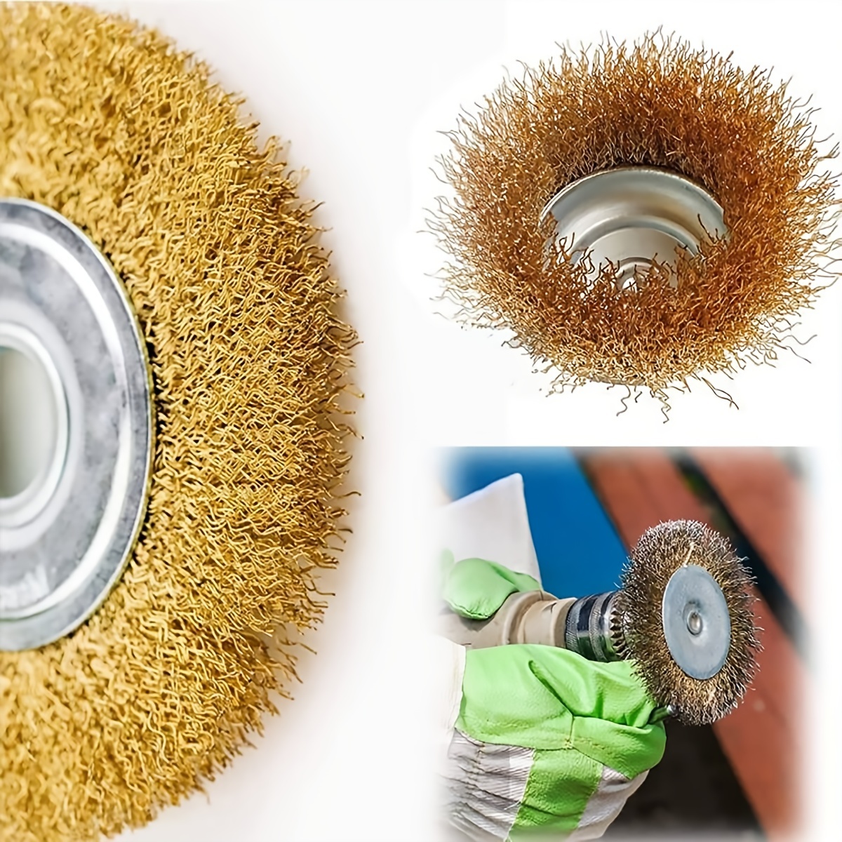 Conjunto de escova de copo de roda de escova de fio, roda de fio de haste de 1/4 de polegada frisada grossa de 10 pacotes para fixação de broca