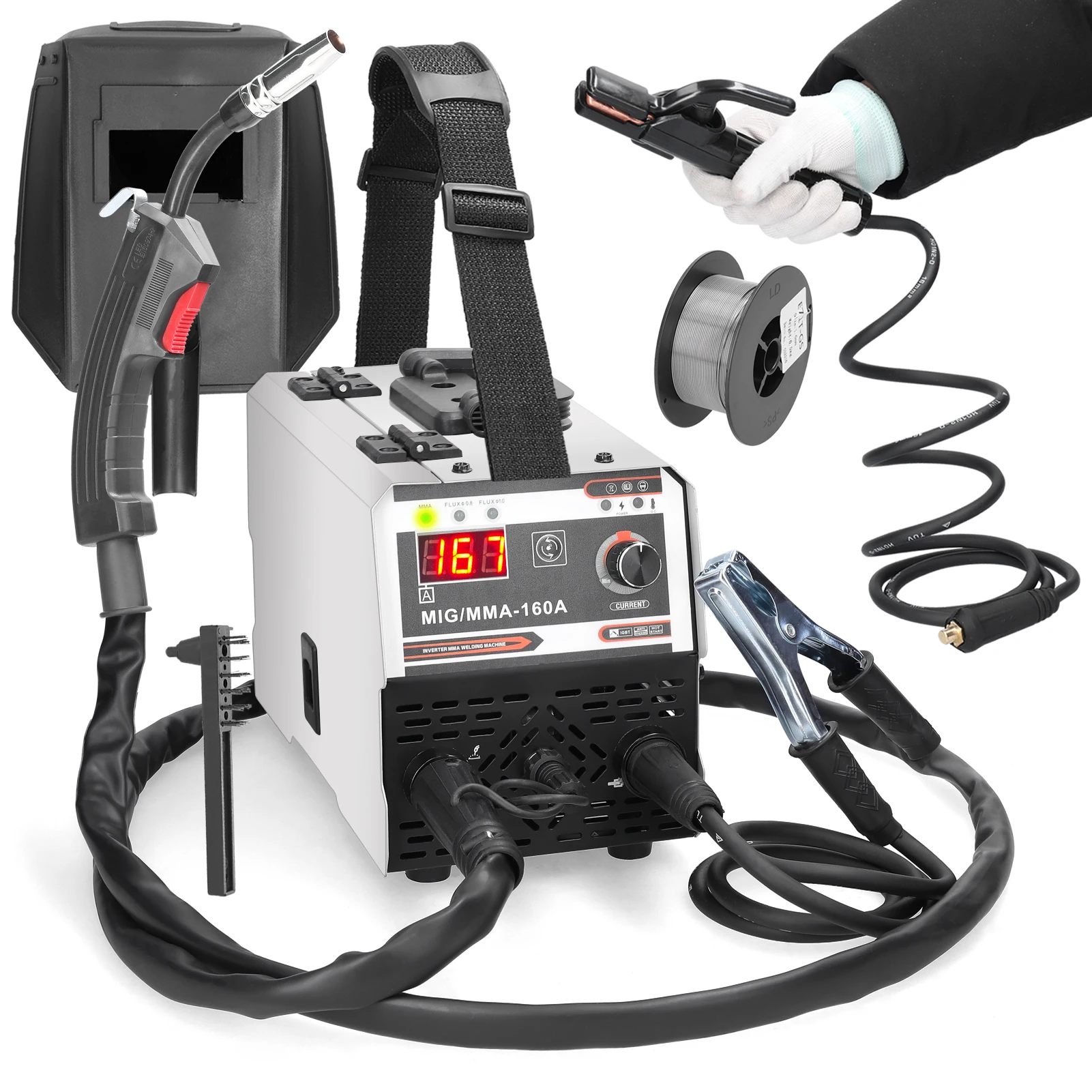 Spawarka 2w1 220V MIG MMA IGBT DC Inwertorowa Spawarka Kontaktowa Bezgazowa Spawarka ARC Wbudowane Podgrzewacze Drutu Lutowanie
