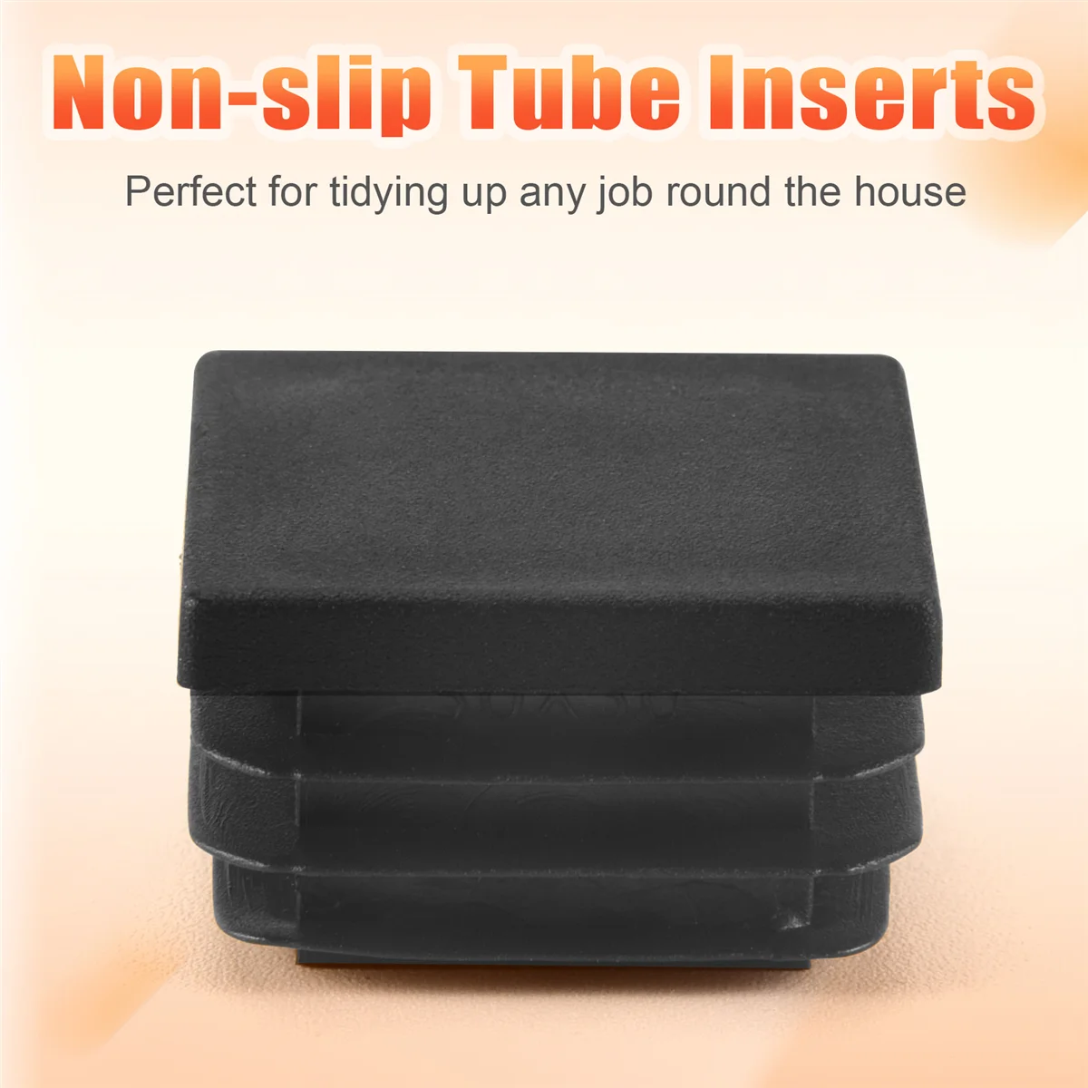 24 ชิ้น 30 มิลลิเมตร x 30 มิลลิเมตรพลาสติก Ribbed Square End Caps หลอดแทรกสีดํา