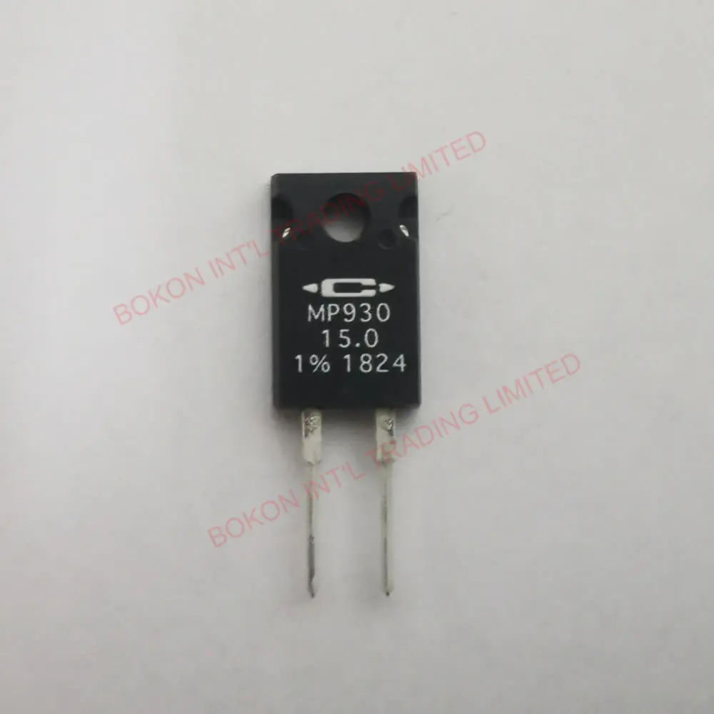 Resistencias de película gruesa MP930, 15 OHM, 30 W, 1%, MP930-15.0-1 % de agujero pasante, 15,0 ohmios, 30 vatios de potencia