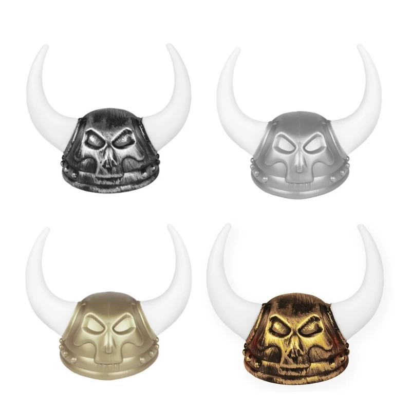 พลาสติกยุคกลางนักรบหมวกกันน็อก Horn บทบาทเล่นงานปาร์ตี้เครื่องแต่งกายอุปกรณ์เสริมหมวกละครเล่นปาร์ตี้ฮาโลวีน Props