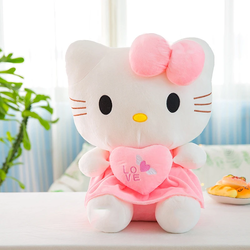 24cm kawaii anime kt gato boneca de pelúcia kt gato brinquedos de pelúcia travesseiro macio recheado bonito rosa boneca dos desenhos animados decoração presente
