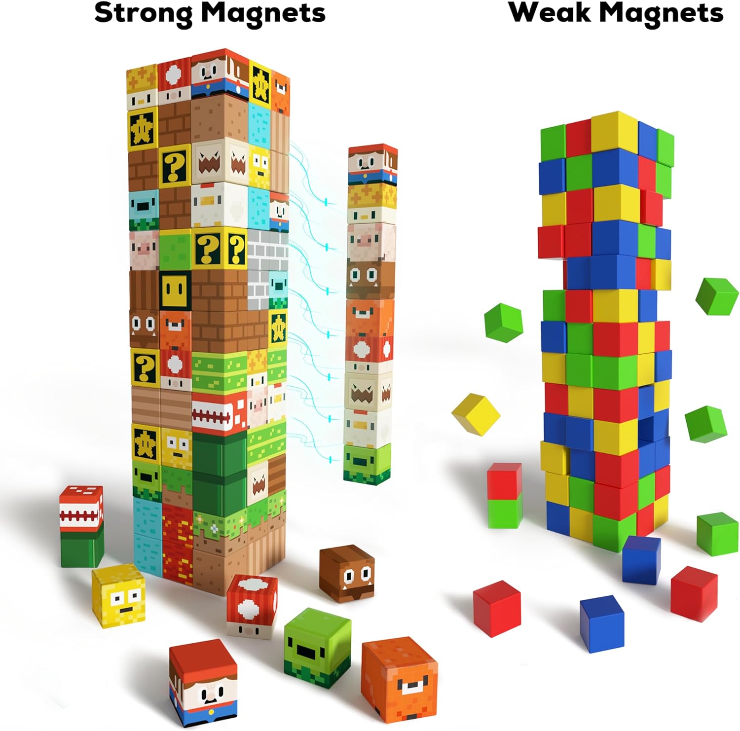 スーパーマリオ磁気ブロックおもちゃ 男の子 女の子用 3+ ビルドマインワールド マグネットビルディングキューブ STEM ゲーム感覚ギフトセット 子供用
