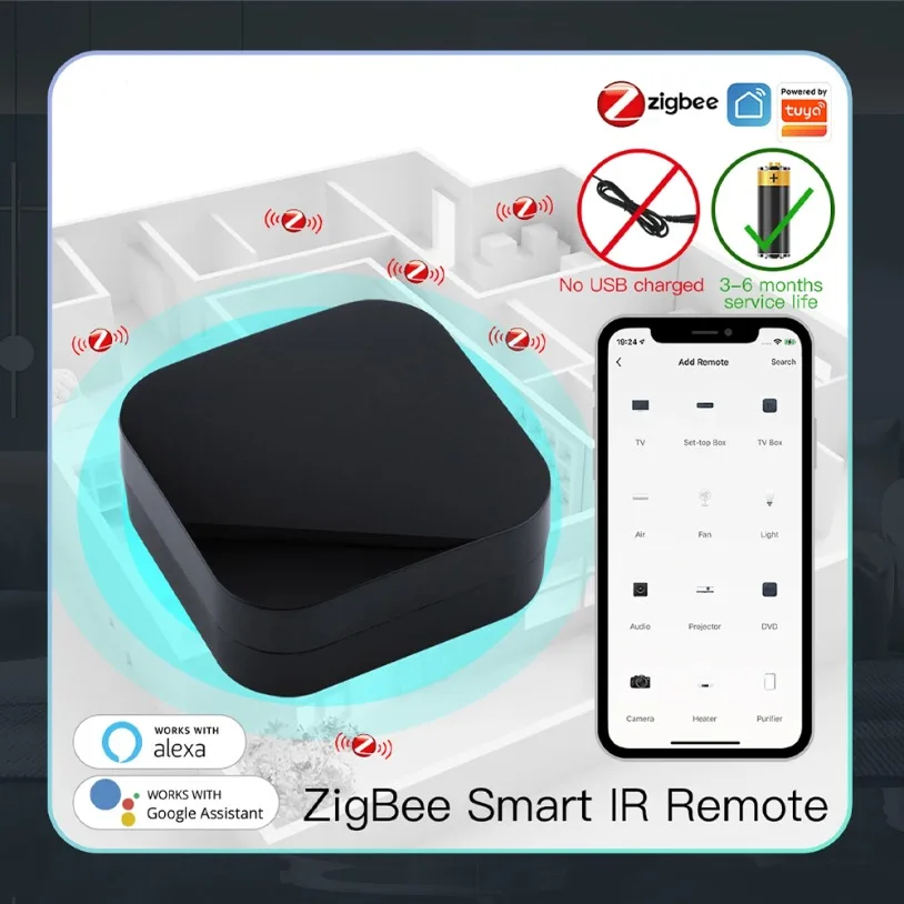 Uniwersalny pilot na podczerwień VIKEFON Tuya ZigBee Smart IR do inteligentnego domu, kompatybilny z Alexa i Google Home