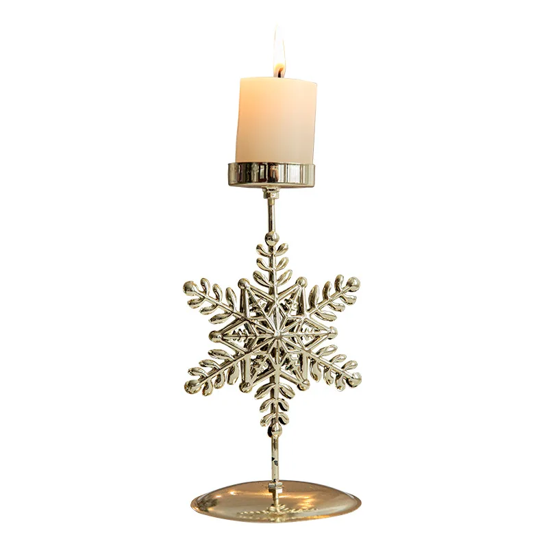 Candelabro de hierro forjado dorado de Navidad, portavelas de árbol de Navidad de alce y estrella, decoración de mesa de Feliz Navidad y Año Nuevo