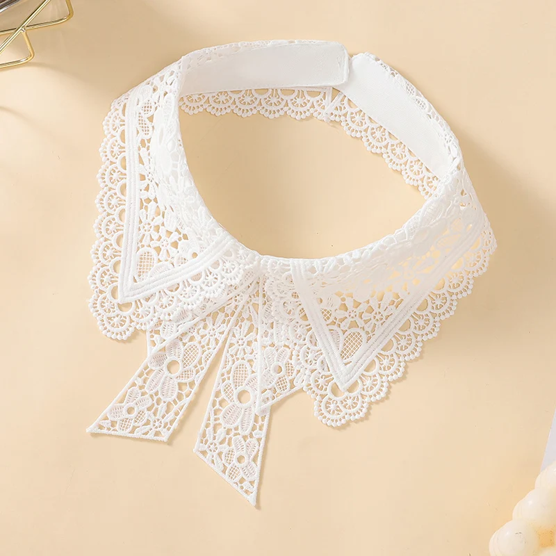 Gola borboleta bordada, camisa elegante e moderna, gola única, decoração versátil, gola falsa removível