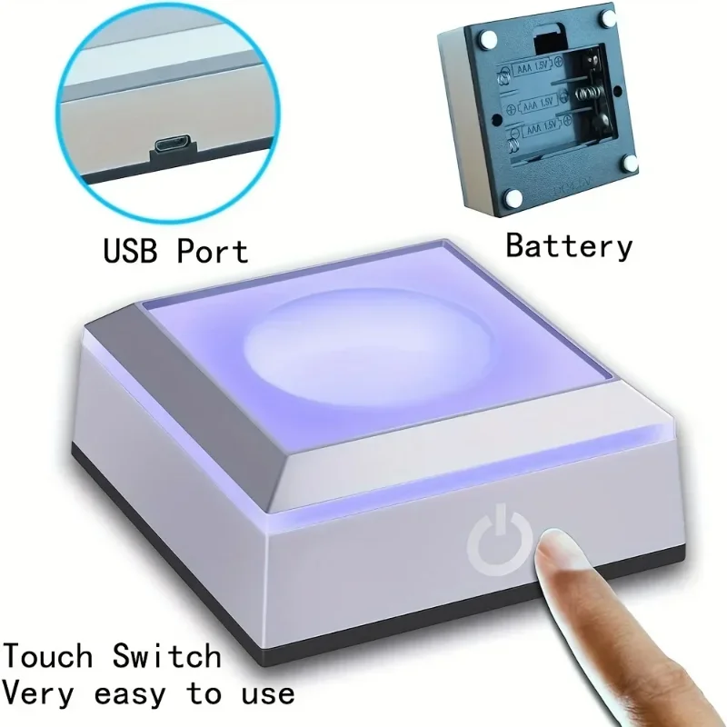 Touch LED Light Base Colorful 3D Crystal Glass Art Crystal Display Lamp Base Stand for Room laser Decorate lamp holder