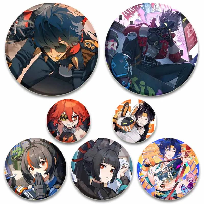 Pin Kerah Bros Game Zenless Zone Zero ZZZ Gambar Kartun Lencana Pemantik Harumasa untuk Hadiah Dekorasi Properti Ransel Pakaian
