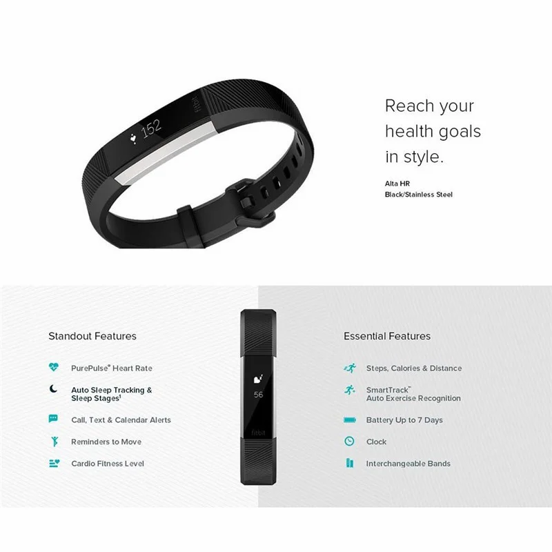 【สต็อกร้อน】 Fitbit Alta HR สายรัดข้อมืออัจฉริยะฟิตเนส Tracker (ใหญ่/เล็ก)